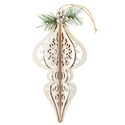 Wood Cut Finial Ornament - 6.75 Inches
