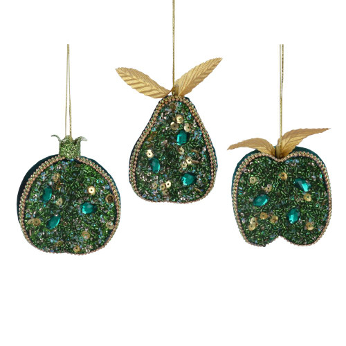 Green Fabric and Sequin Half Fruit Christmas Tree Decoration
