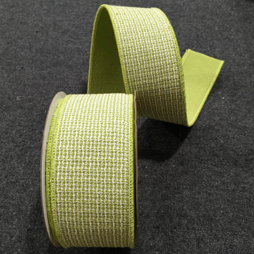 Green and White Basket Wave Christmas Ribbon