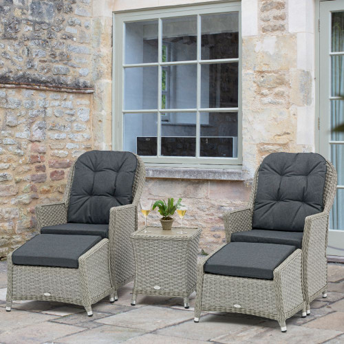 Bramblecrest Wentworth Rattan Recliner Set with 2 Footstools & Side Table