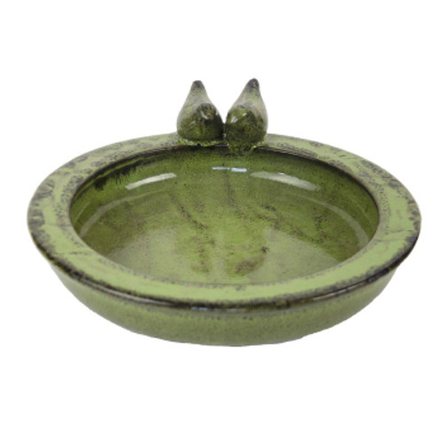 Best For Birds Bird Bath Ceramic Round - Green