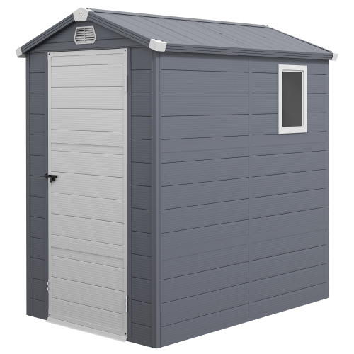 Outsunny Plastic Garden Shed & Foundation Kit Grey 4 x 6ft