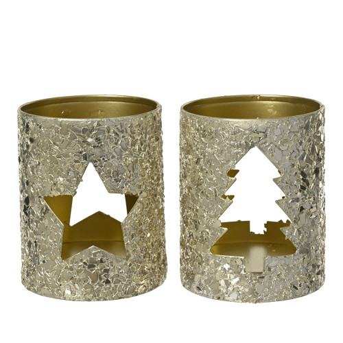 Silver Iron Tealight Holder - Assorted Star and Tree