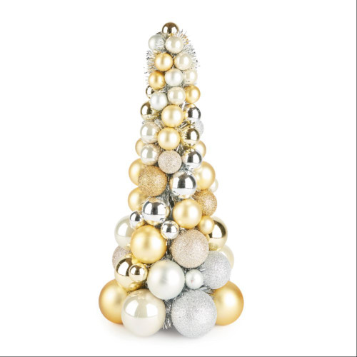 Mini Bauble Cone White, Silver and Gold