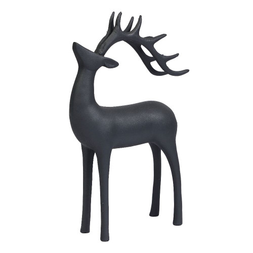 Black Standing Deer with Curved Antlers 12.25"