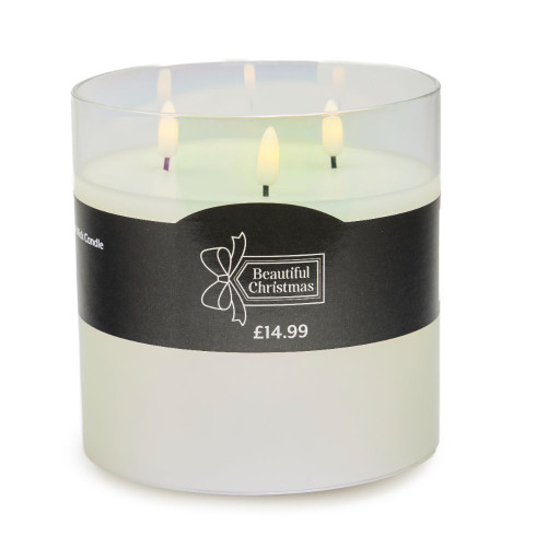 Large Clear Glass LED Pillar Candle