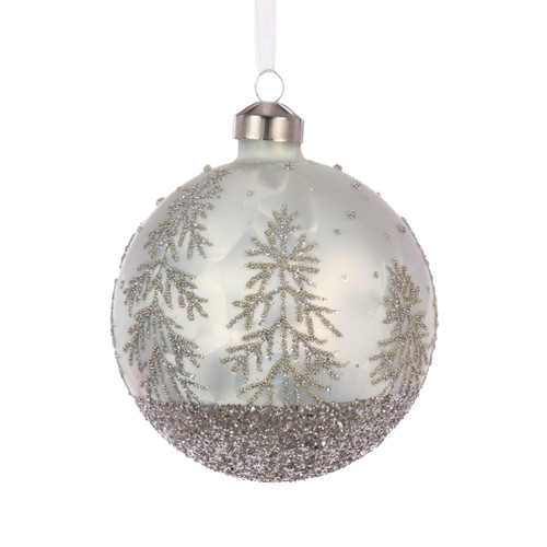 Ulyana Silver Glass Bauble - 10cm