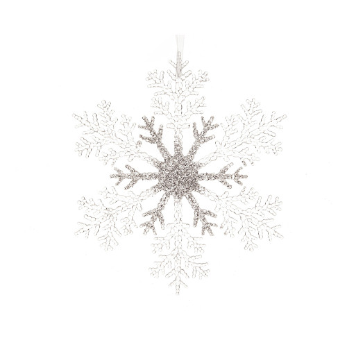 White Glitter Snowflake Christmas Tree Decoration