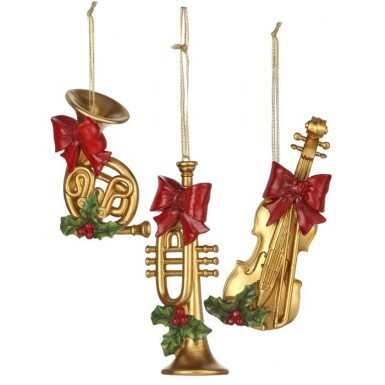 Gold Musical Instrument Christmas Tree Decoration - 5"