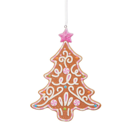 Bright Gingerbread Christmas Tree Decoration - 5"