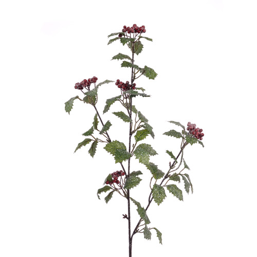 Red Iced Holly Spray - 81cm