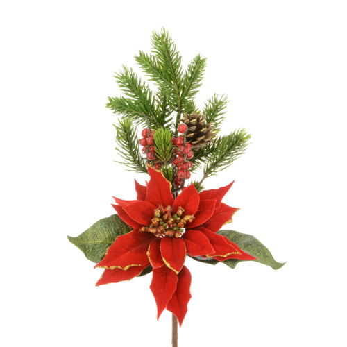 Red Majestic Poinsettia Spray - 43cm
