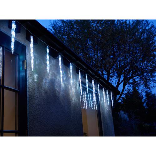 Three Kings Outdoor LED Connectable Icicle String Lights, Cool White/Multi Colour  Set of 10