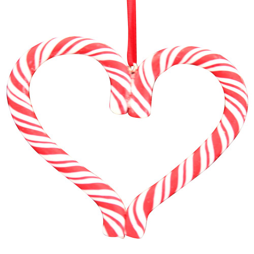 Acrylic Candy Cane Heart Decoration - 10cm