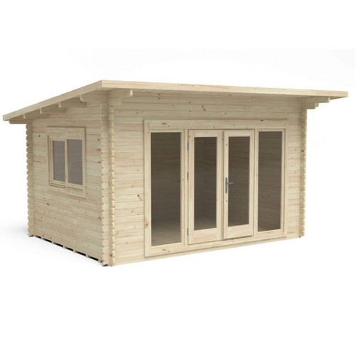 Forest Melbury 4.0m x 3.0m Log Cabin - Pent Roof, Double Glazed 24kg Polyester Felt, plus Underlay