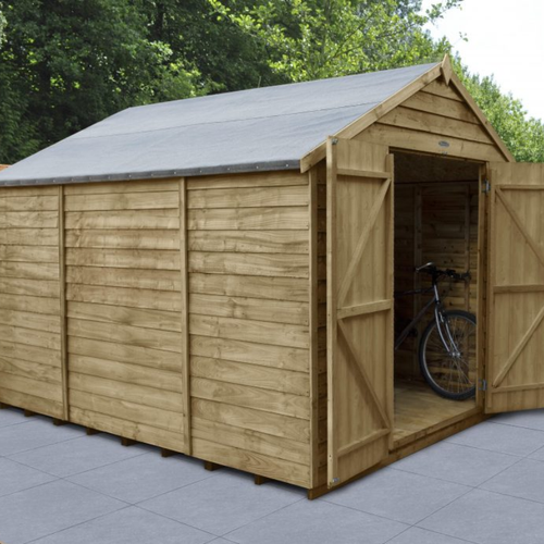 Forest Overlap Pressure Treated 10x8 Apex Shed Double Door No Windows