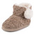 Brown Cable Knit Boot Slippers with Pom Pom - Large