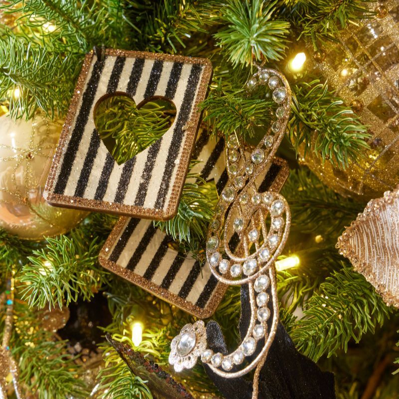 Striped heart frames and crystal treble decoration