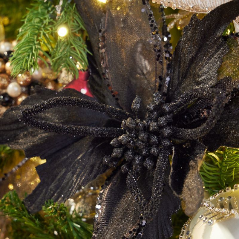 Black poinsettia with beaded centre