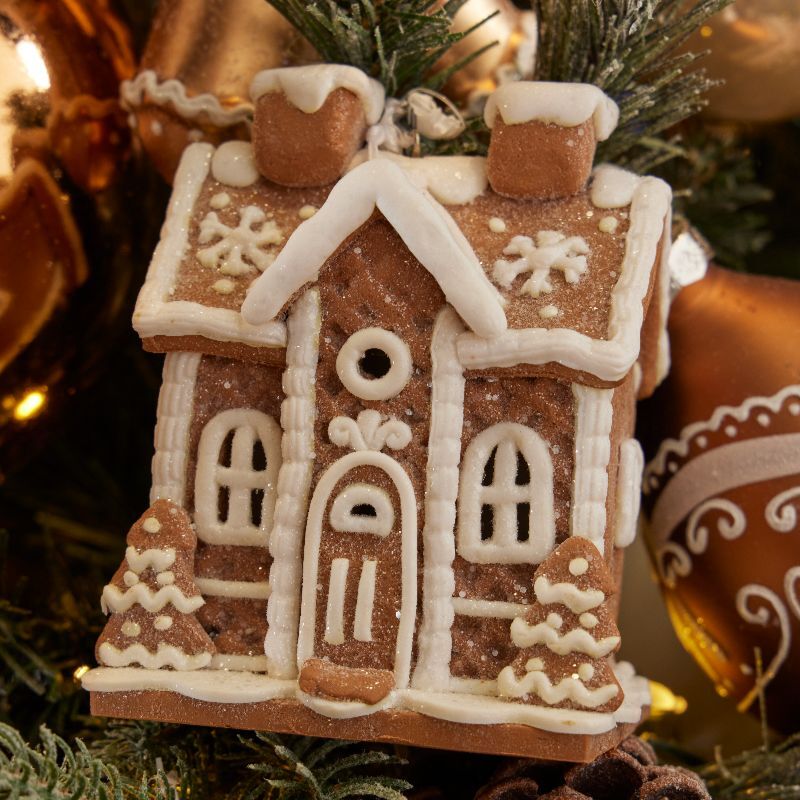 Iced gingerbread house ornament