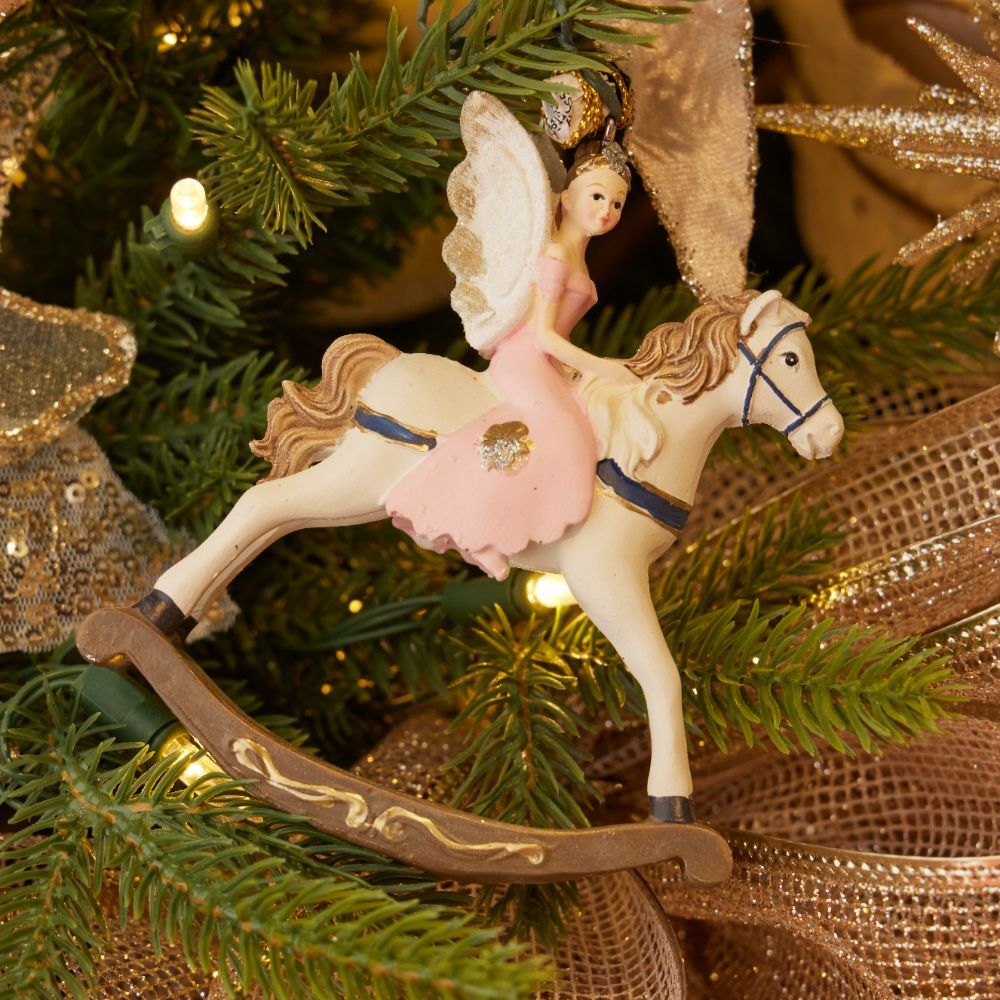 Fairy on rocking horse ornament