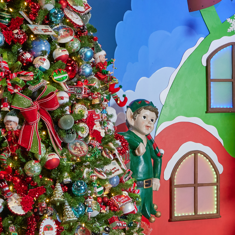 Elf house backdrop with colourful trees
