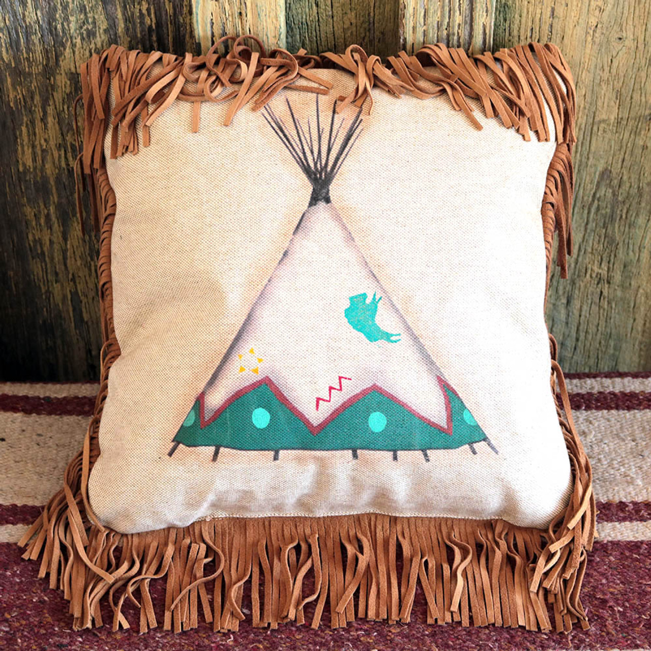 Suede Western Longhorn Accent Pillow