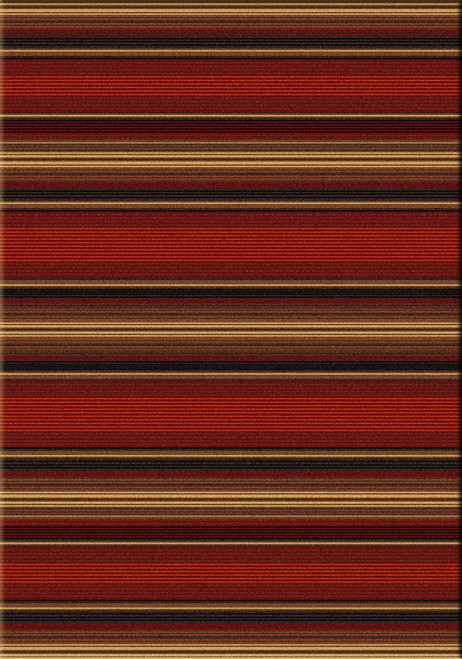 American Dakota Santa Fe Stripe Multi rug with horizontal red, rust, gold, brown and black bands