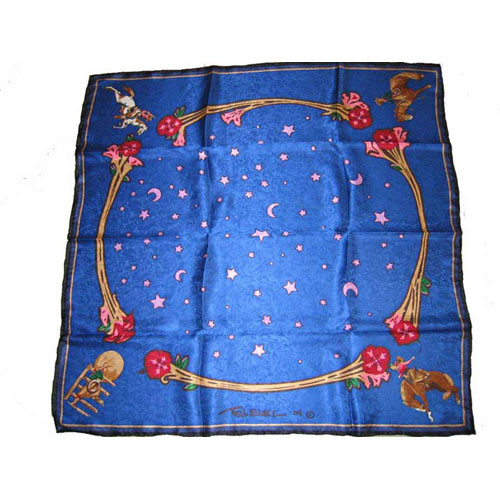 Wild Rag Silk Scarf Limited Edition Rodeo Girls Blue