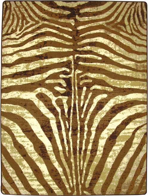 American Dakota Senegal Caramel rug with distressed caramel-brown zebra-like stripes on a pale ground