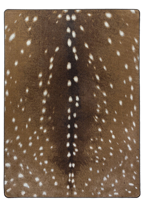 American Dakota Spotted Hide Sienna rug with small cream spots across a warm brown field and a darker central stripe