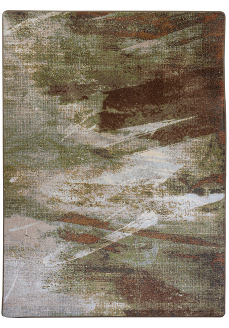 American Dakota Wasteland Earth rug with overlapping distressed brown, mossy neutral and cream abstract passages