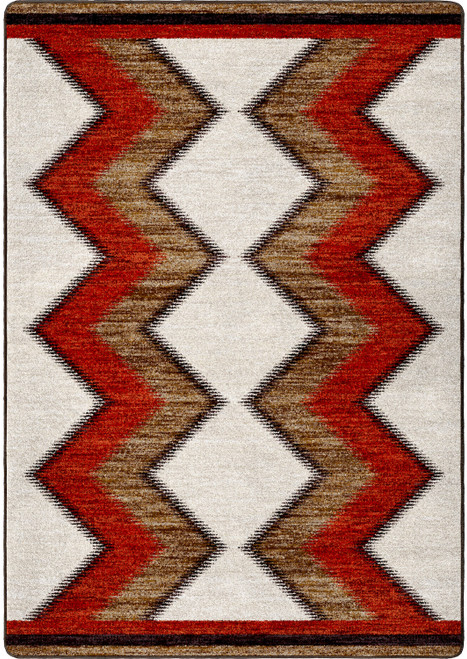 American Dakota Rancho Sierra rug with broad rust-red, cream and earthy brown repeating chevrons