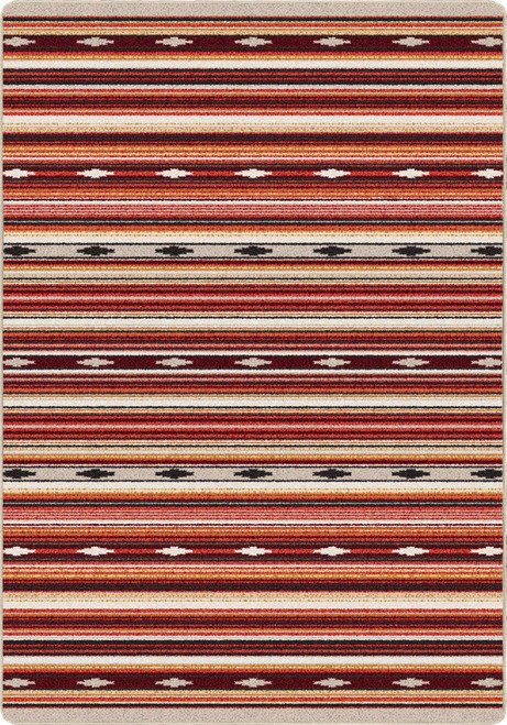 American Dakota Remington Stripe Red Multi rug with narrow cream, red and brown bands and small dark diamond accents