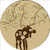 Round American Dakota Moose Blossom Natural rug with a dark moose and flowering antlers on a light neutral ground
