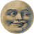 American Dakota Moon Face Light round rug showing a smiling tan moon face with dark shaded features