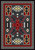 American Dakota Double Cross Gray rug with red crosses, cream geometric outlines and a dark key-pattern border