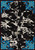 American Dakota Fancy Cowhide Turquoise rug with black-and-cream hide print and turquoise ornamental corners