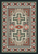 American Dakota Sawtooth Raincloud rug with outlined crosses, diamonds and a geometric border in green, cream and rust