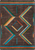 American Dakota Hour Glass Bright rug with turquoise, gold and orange angular outlines on a textured dark brown field