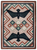American Dakota Sunset Dance Multi rug with dark spread-wing bird silhouettes, colored diamonds and a rust-and-teal stepped border