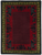 American Dakota Bear Family Multi rug with black bears and evergreens around a red checked center and green outer accents