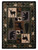 American Dakota Wildlife Retreat Multi rug with patchwork blocks of bears, antlered wildlife and evergreens in muted earthy colors