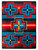 American Dakota Bounty Bright rug with electric blue and red outlined crosses and gold accents over dark multicolored bands