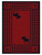 American Dakota Moose Refuge Red rug with black moose silhouettes on a red center and checked borders