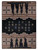 American Dakota Steven Paul Judd The Invaders Brown rug with silhouetted archers, small arcade-like figures and brown striped panels