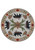 American Dakota Camp Woodhaven Natural round rug with black bears, pine branches, pinecones and small geometric border accents
