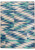American Dakota Drum Beat Earth rug with interlocking jagged turquoise, blue and cream bands and lightly textured color