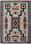 American Dakota Old Crow Rust rug with dark angular geometry, rust accents and turquoise framing on a pale field