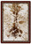 American Dakota Vaquero Spotted Brindle rug with brown hide-inspired patches on cream inside a narrow red-and-dark patterned border
